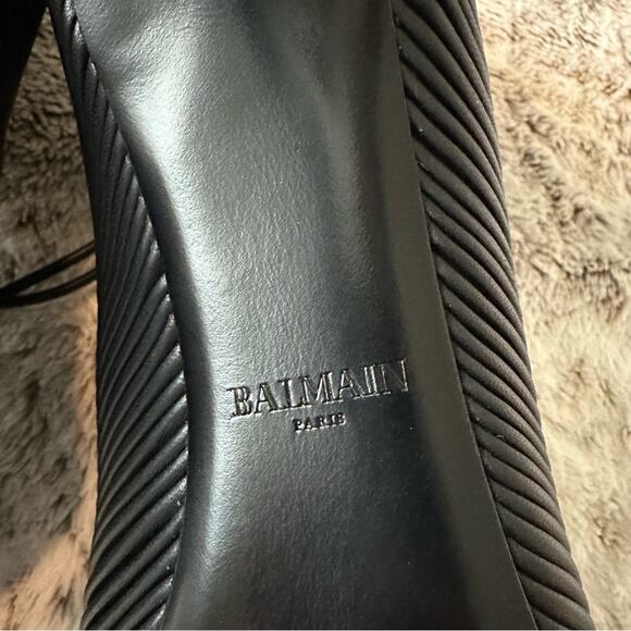BALMAIN Pleated Club Lace Up Peep Toe Heeled Booties 39 - Picture 11 of 14